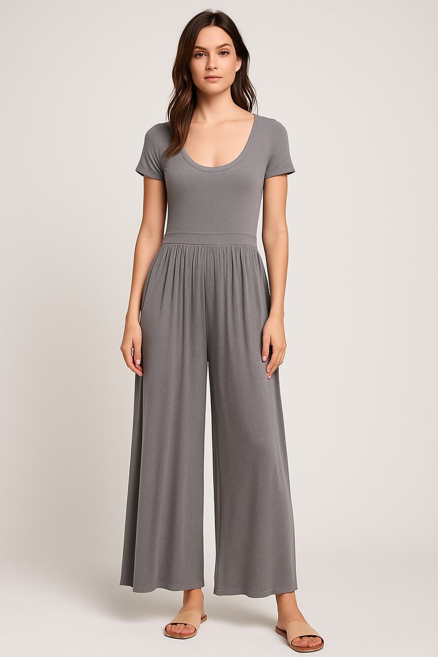 Free People Beach Gray Wide Leg Jumpsuit – Size Large